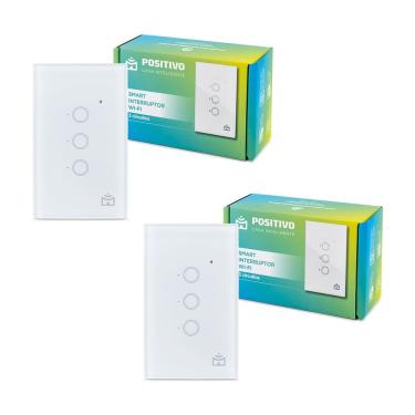 Imagem de Kit 2 Smart Interruptor Wi-Fi Positivo Casa Inteligente - 3 Circuitos Touch - 2000W - 10A - Google Assistente e Alexa