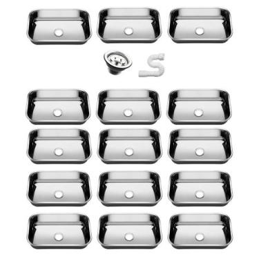 Imagem de 15 Cubas Pia Inox N1 47x30x14 Aço 430 Cozinha As Atacado Kit