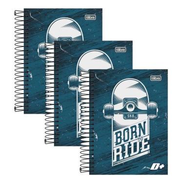 Imagem de Caderno uni 1 matéria 96 folhas capa  kit 3