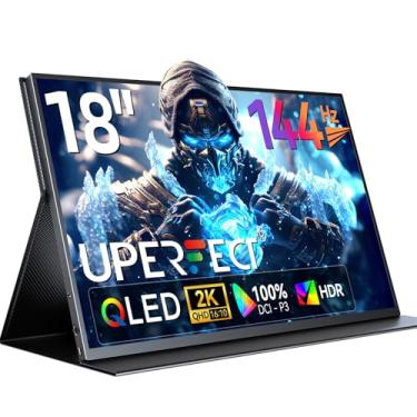 Imagem de UPERFECT Monitor portátil para jogos 2K 144Hz 45.7 cm 2560x1600 QHD 100% DCI-P3 FreeSync HDR Display para laptop com VESA e capa, tela fina e fosca IPS para cuidados com os olhos para console de jogos