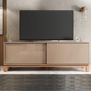 Imagem de Bancada Átomo 179,4cm para TV até 65 com 2 Portas de Correr Ripadas MD