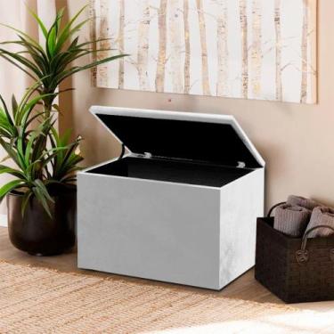 Imagem de Puff Baú Retangular Estofado Decorativo - Realizar, Branco