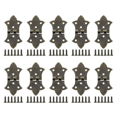 Imagem de Xhziy 10 dobradiças borboleta de 5,7 x 3 cm dobradiças decorativas de bronze antigo com parafusos de montagem para armários, mesas de vestir e gavetas