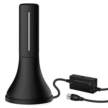 Imagem de Antena HDTV – Antena digital interna portátil, 200 km de longo alcance com amplificador de sinal para canais de TV locais 4K HD VHF UHF com cabo coaxial de 4 m, compatível com todas as televisões (ANT