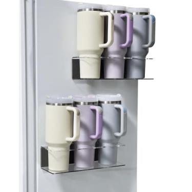 Imagem de Pacote com 2 suportes magnéticos Stanley para geladeira, organizador de copos de acrílico para copos Stanley de 1,134 g e 850 g, suporte de garrafa de água com ímãs fortes e suporte de parede