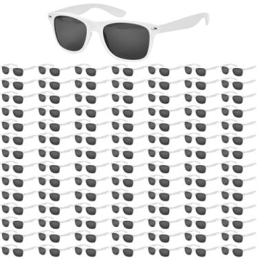 Imagem de YUEYUEBDS Óculos de sol pretos a granel para adultos, óculos retrô baratos para mulheres, homens, festa de casamento, aniversário, pacote com 10/20/50/100, 100 brancos