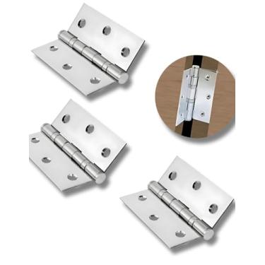 Imagem de Dobradiça Inox 3.5x3 Kit 3 Unidade Rolamento Porta Encartelado de aço Carbono Fosco