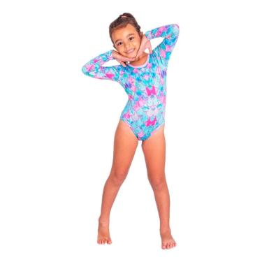 Imagem de Maiô Body Manga Longa Com Proteção Solar Uv 50 Menina Sereia