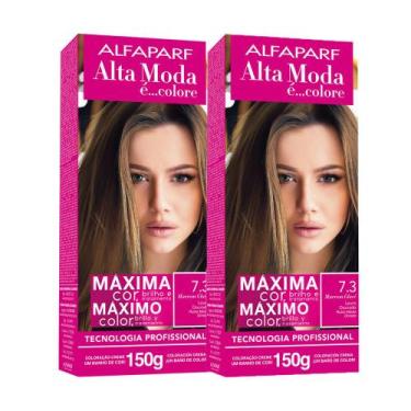Imagem de Kit 2 Tintura Creme Altamoda Alfaparf Marron Glacé 7.3 Kit - Alta Moda