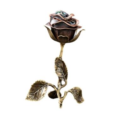 Imagem de IEUDNS Ornamento de queimador de incenso de rosas, estatueta resistente, moderna, feita à mão, estátua única, suporte de incenso para mesa, ioga, ambiente, Azul-ciano