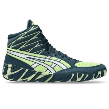 Imagem de ASICS Tênis de luta livre masculino Aggressor 6, Azul-petróleo tranquilo/verde-limão, 46