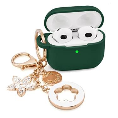 Imagem de VISOOM Capa para Airpods 3 Pink Airpods 3rd Cases 2021 Silicone para iPod 3 Earbuds Capa feminina de carregamento sem fio com acessórios Chaveiro feminino Bling para Apple Ear Buds 3ª geração