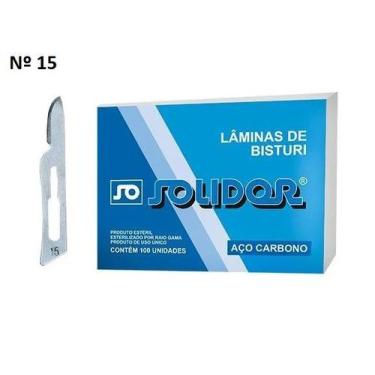 Imagem de Lâmina de Bisturi de Aço Carbono Estéril (Nº15) C/100 Unds - Solidor