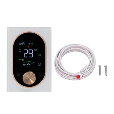Imagem de Fafeicy Smart Knob Termostato Wi -Fi Controle de Toque Programável LED Display Voice Compatível para Aquecimento de água Sala Em Casa PC ABS 2.4GHz WiFi (WHITE)