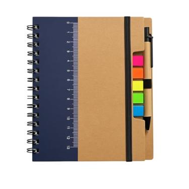 Imagem de Caderno Espiral com Marcador adesivo e Caneta, 70 Folhas, Capa Kraft, 17 x 13 cm