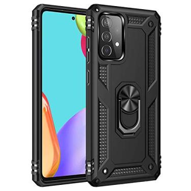 Imagem de SORAKA Capa para Samsung Galaxy A52 com suporte de anel capa protetora para Samsung Galaxy A52s 5G capa traseira de policarbonato rígido com placa de metal para suporte magnético de telefone carro