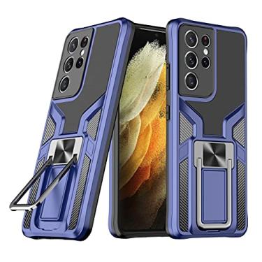 Imagem de SORAKA Capa para Samsung Galaxy S21 Ultra 5G com suporte Capa de proteção resistente para Samsung Galaxy S21 Ultra 5G Capa com placa de metal para suporte magnético para carro Capa Silm Fit