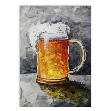 Imagem de Placa Decorativa Cerveja Ilustração Cinza Bebidas Bar Decoração Poster Quarto Sala
