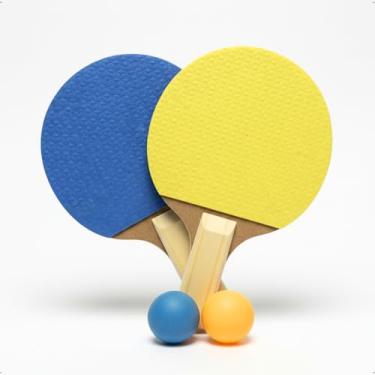 Imagem de Kit Raquete Tênis de Mesa com 2 Bolinhas – Madeira MDF e EVA, Jogo Recreativo Adulto e Infantil Home Gourmet