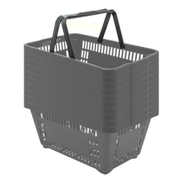 Imagem de 10 Cesta De Compra 16L Reforçada Supermercado Loja (Cinza)