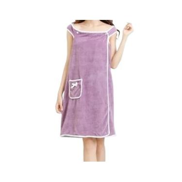 Imagem de Toalha/Roupão de Banho Feminino Secagem Rápida – Alta Absorção para Mulheres e Meninas, Ideal para Praia, Spa, Piscina e Academia (Roxo)