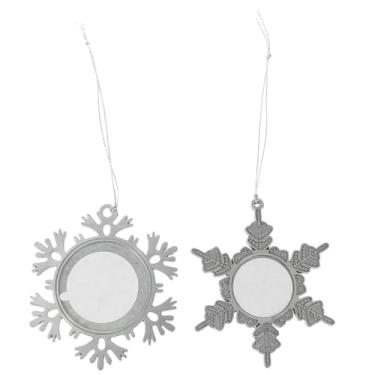 Imagem de Garneck 2 peças com pingente de moldura de floco de neve para fotos de bolas de Natal, enfeites de Natal, decorações de Natal, faça-você-mesmo, bandejas com pingente, ornamento, moldura, colar, prata