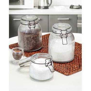 Imagem de Kit com 3 Potes Herméticos de Vidro Redondo com Trava