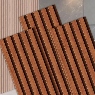 Imagem de 10 Placas Painel Ripado UV em MDF Autocolante - Papel e Parede, IMBUIA