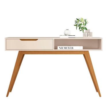 Imagem de Aparador Tucumã com 1 Gaveta e Pés de Madeira Maciça - JB Bechara, Off