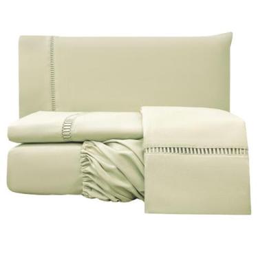 Imagem de Jogo de Cama Lençol Casal 3 Peças 100% Algodão Percal 200 Fios - gaby 