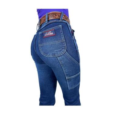 Imagem de Calça Feminina Carpinteira Os Boiadeiros Super Stone Ref:593, Azul, 44