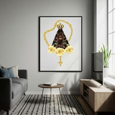 Imagem de Quadro Decorativo Nossa Senhora Aparecida Terço - 70x50cm - Quadros On