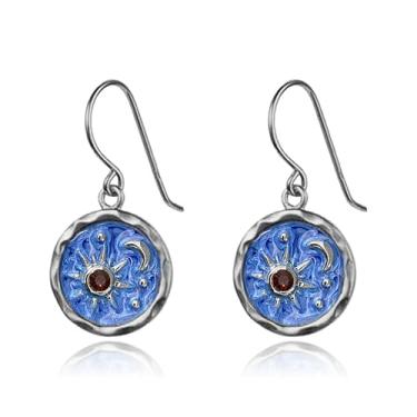 Imagem de RofYof Brincos femininos com pingente de sol e lua, vintage, leve, ouro antigo, moeda redonda, joia, Small, Metal, Sem pedra preciosa