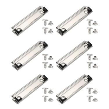 Imagem de PATIKIL Clipes de prancheta de metal de 12 cm, pacote com 6 clipes montáveis de alta aderência, grampo de molas fortes com aderência de borracha e 12 rebites para escritório, casa, prata (brilhante)