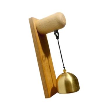 Imagem de Generic Campainha de madeira para abertura de porta, presente decorativo de inauguração de casa, sino de vento de madeira para parede, café, loja, Marrom