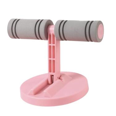 Imagem de UGPLM Barra de abdominais com ventosa para abdominais, equipamento de ginástica em casa, suporte dobrável multifuncional para pés, treinamento abdominal, Rodada Rosa