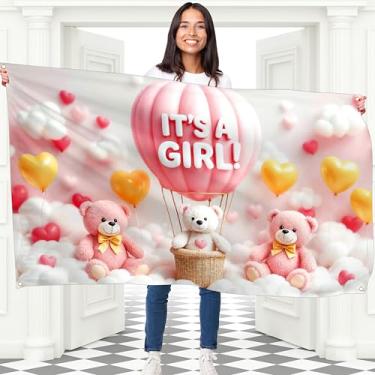 Imagem de Faixa It's a Girl - Faixa Welcome Baby Girl 1,5 x 0,9 m - Decorações doces para chá de bebê ou festa de revelação de gênero