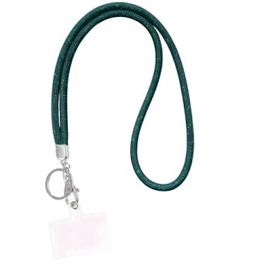 Imagem de Cordão de pescoço de cristal brilhante de 80 cm, suporte exclusivo para crachá de identificação, suporte de cartão de nome de trabalho com strass, bônus (1 peça) (verde)