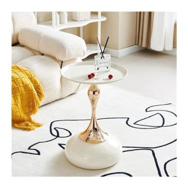 Imagem de Mesa lateral minimalista para sofá, vários lados, mini mesa de cabeceira simples para casa, quarto, armário de canto criativo (branco)