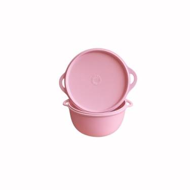 Imagem de Kit Com 2 Bowls Pequenos E Compactos Com Tampa 1Litro Leve ao Micro-ondas Freezer Máquina de Lavar É Livre de BPA Vasilha Pote de Plástico Premium Moderno Clean FONSES (Rosa)