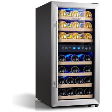 Imagem de Adega Climatizada de Zona Dupla para 33 Garrafas com Controle Digital, 110V, Phiestina, Prata