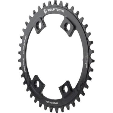Imagem de Wolf Tooth Anéis de cadeia Drop-Stop para cambota assimétrica 4 x 110 mm BCD Shimano Road (preto, 38 unidades)