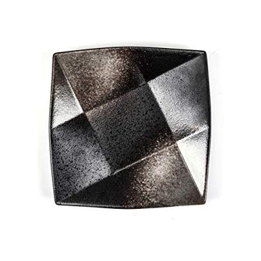 Imagem de Prato de serviço criativo japonês retrô prato de jantar de cerâmica prato de cozinha prato dim sum prato de salada prato quadrado prato plano prato japonês comida loja talheres pratos (cor: 20 cm)