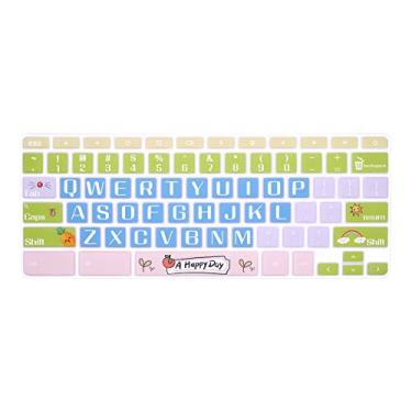 Imagem de WYGCH Capa de teclado para Samsung Chromebook 4 3 XE310XBA XE500C13 XE501C13 29.5 cm/Chromebook 4 39.6 cm XE350XBA/Chromebook 2 XE500C12/Chromebook Plus V2 2-em-1 XE520QAB XE521QAB 80 cm. cm Happy Day