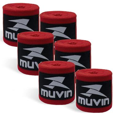 Imagem de Kit Bandagem Elástica 3 m Muvin com 3 Pares - Com Fechamento em Fecho de Contato e Alça para Polegar - Atadura de Proteção Para Mãos e Punhos - Faixa de Boxe - Muay Thai - Artes Marciais