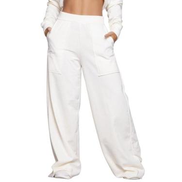 Imagem de Calça Pantalona Wide Leg WLS Modas Cintura Alta Flare Moletinho Moda C