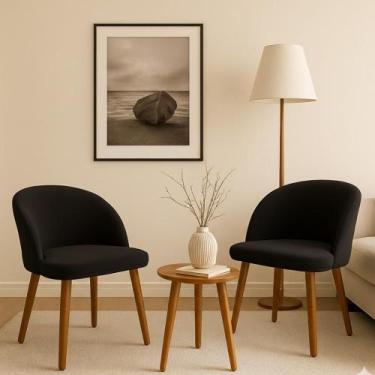 Imagem de Kit 2 Cadeiras Pétala Slim Decorativa Tecido Veludo Pés Palito, PRETO