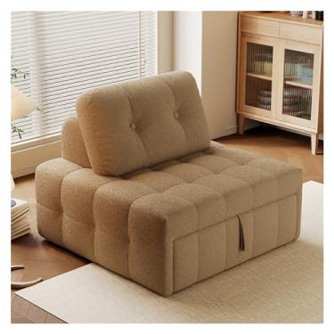 Imagem de Sofá-cama dobrável Sofá-cama dobrável conversível - cadeira-cama com travesseiro, para sala de estar/dormitório/uso hóspedes/escritório doméstico/apartamento, tamanho único(Light khaki,100cm)