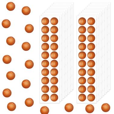 Imagem de 400 Pcs Small Basketball Stickers Vinyl Mini Basketball Helmet Stickers for Water Bottle Kids Boys Tiny Sports Ball Decals Waterproof for Soccer Sports Party Favor Supply Reward Planner Calendar DIY
