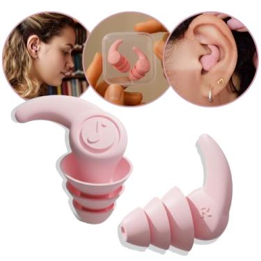 Imagem de Protetor de Ouvido Tampão Auricular de Silicone Lavável Anti-Ruído para Dormir Natação Estudo Trabalho Earplugs Abafador Auditivo (Rosa, Tamanho único)